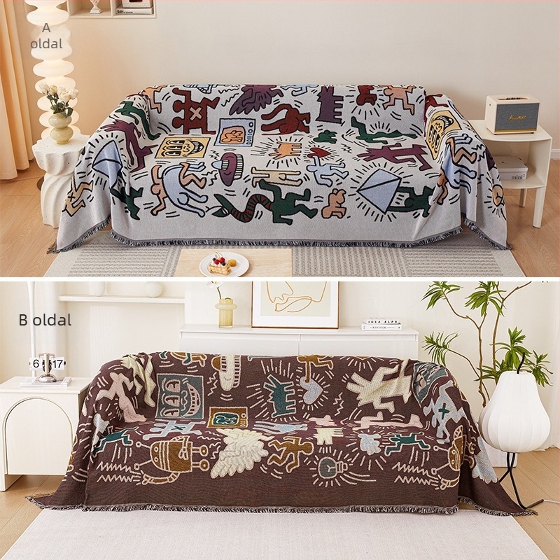 Youzhuo pamut kanapévédő háromüléseshez, absztrakt minta, modern minimalist stílus