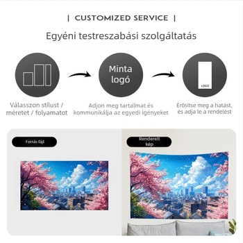 Személyre szabható poliészter gobelén falra – téglalap alakú falikép digitális hőtranszfer nyomtatással, tájkép mintával, nappalira és hálószobára