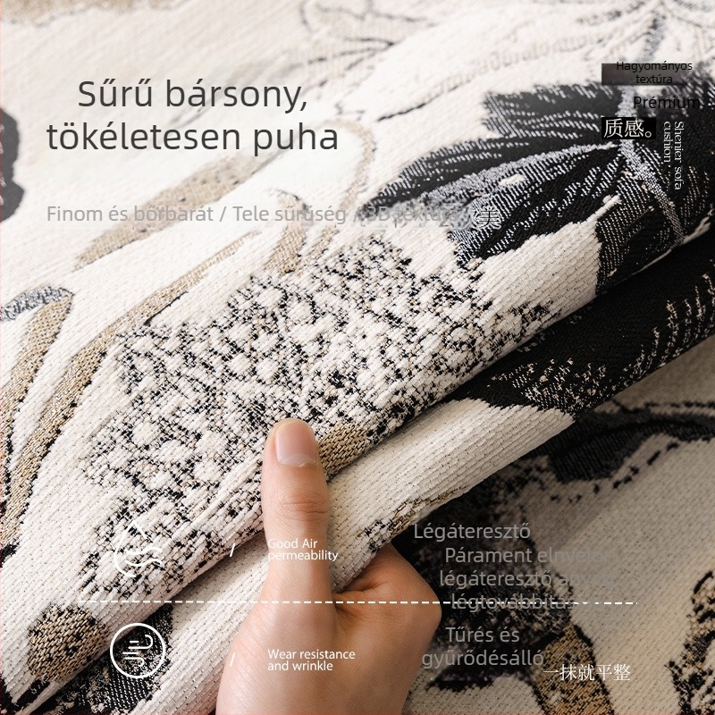 Kanapé párna, doilyszerű alak, chenille anyag, virágos mintázat, moduláris kanapéval kompatibilis, letisztult stílus