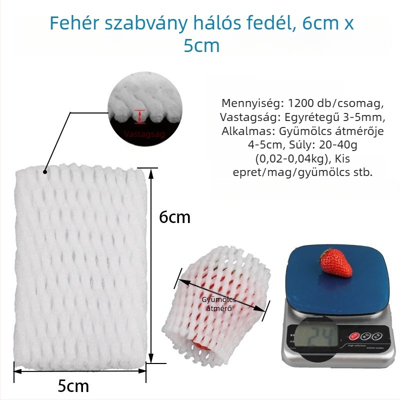 EPE gyöngyház habból készült gyümölcs hálóvédő burkolat, légáteresztő, vastagított védelem friss gyümölcsökhöz és zöldségekhez