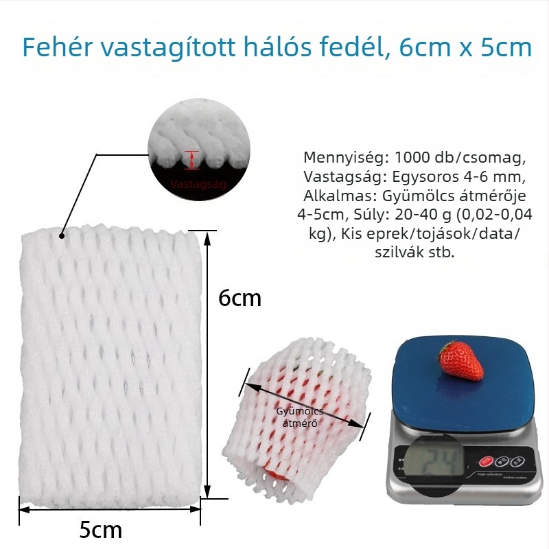EPE gyöngyház habból készült gyümölcs hálóvédő burkolat, légáteresztő, vastagított védelem friss gyümölcsökhöz és zöldségekhez