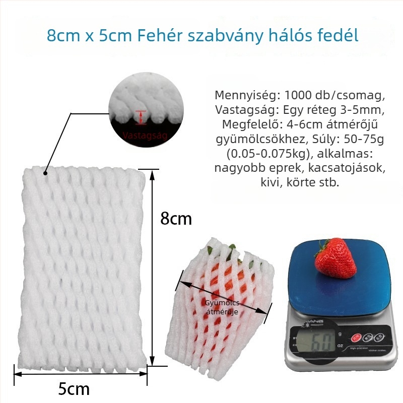 EPE gyöngyház habból készült gyümölcs hálóvédő burkolat, légáteresztő, vastagított védelem friss gyümölcsökhöz és zöldségekhez