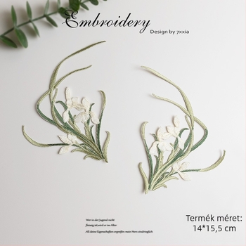 Rayonból készült színes orchidea hímzett textilapplikációk DIY projektekhez, kínai stílusú ruhák és dekorációk számára