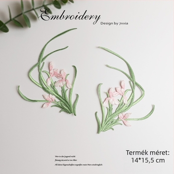 Rayonból készült színes orchidea hímzett textilapplikációk DIY projektekhez, kínai stílusú ruhák és dekorációk számára