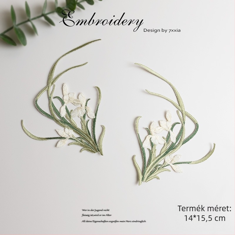 Rayonból készült színes orchidea hímzett textilapplikációk DIY projektekhez, kínai stílusú ruhák és dekorációk számára