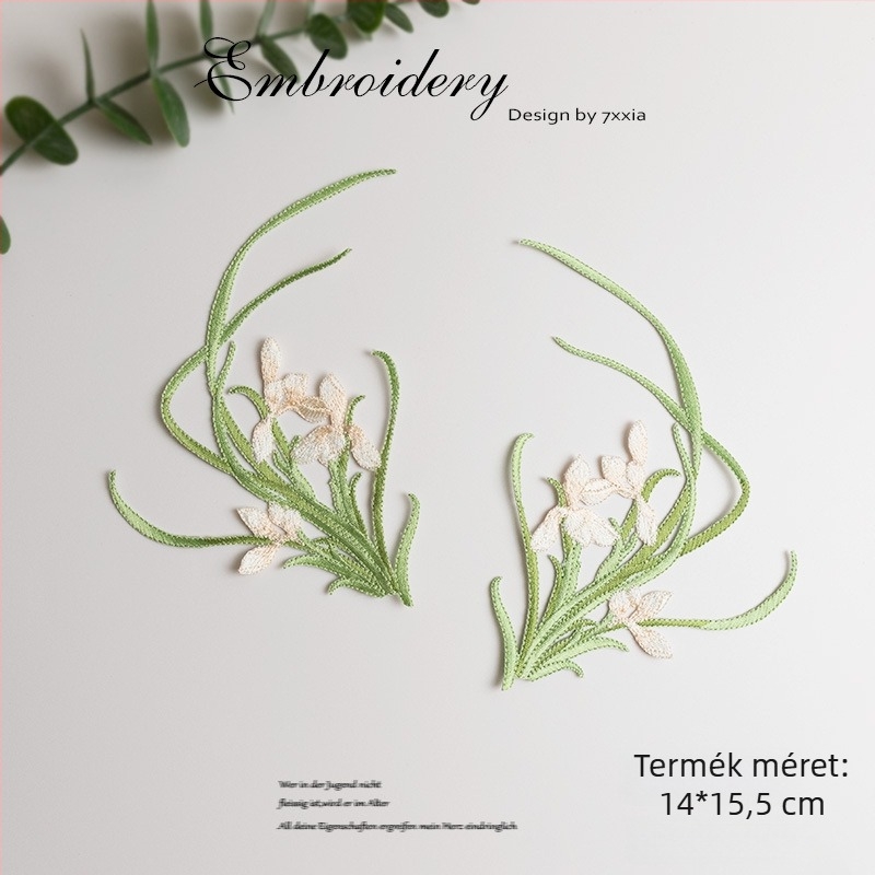 Rayonból készült színes orchidea hímzett textilapplikációk DIY projektekhez, kínai stílusú ruhák és dekorációk számára