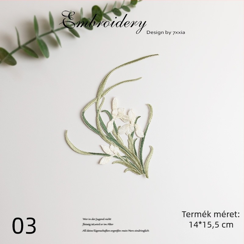 Rayonból készült színes orchidea hímzett textilapplikációk DIY projektekhez, kínai stílusú ruhák és dekorációk számára