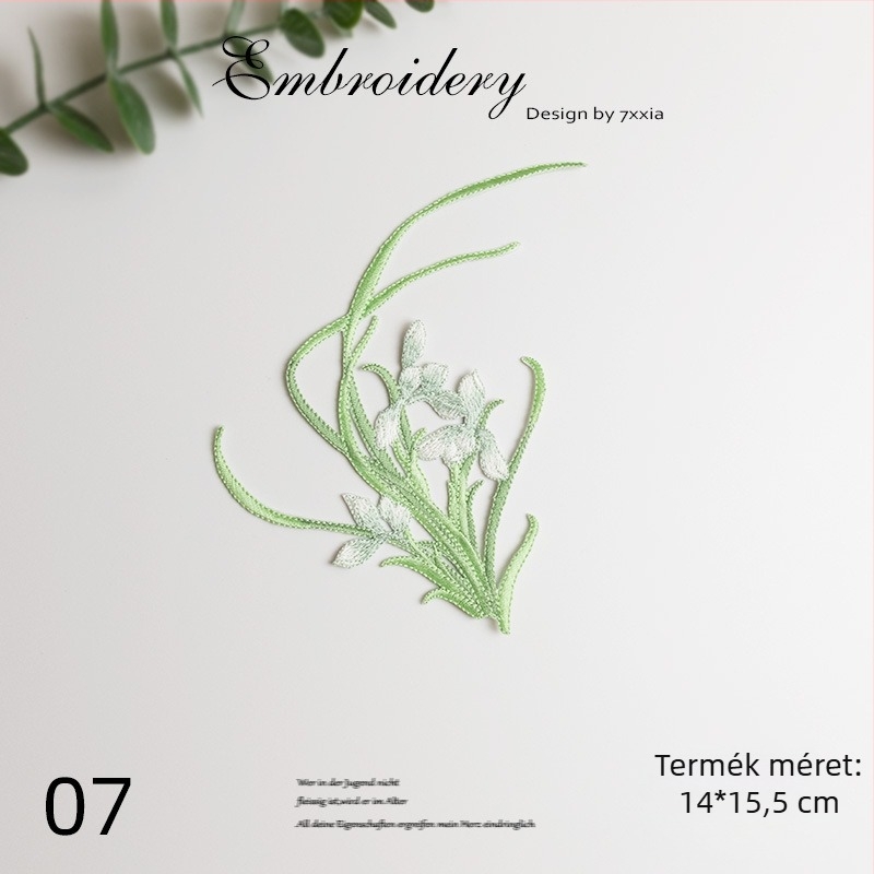 Rayonból készült színes orchidea hímzett textilapplikációk DIY projektekhez, kínai stílusú ruhák és dekorációk számára