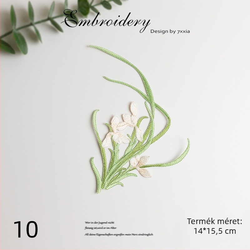 Rayonból készült színes orchidea hímzett textilapplikációk DIY projektekhez, kínai stílusú ruhák és dekorációk számára