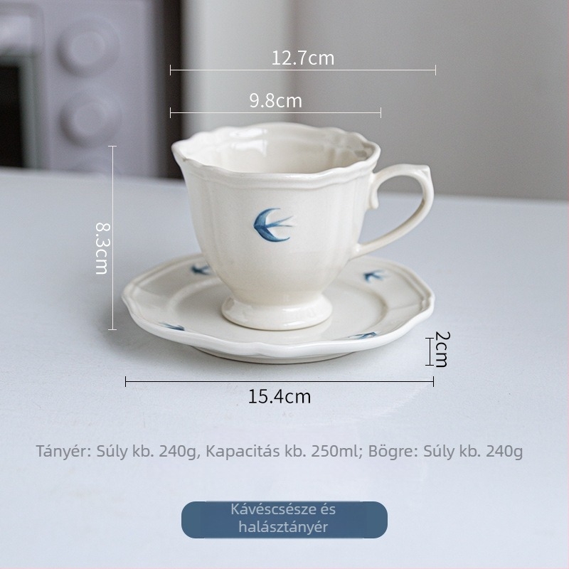 Porcelán tál fecske-relief motívummal – szabálytalan alakú, modern minimalist stílus, mikrohullámú sütőbe tehető