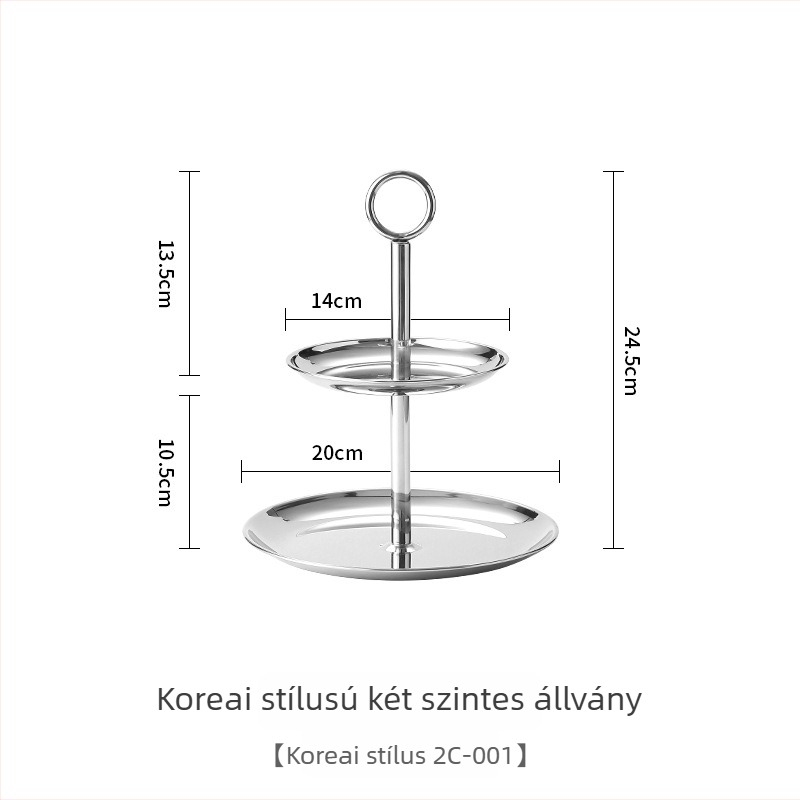 Két- vagy háromszintes rozsdamentes acél desszerttál-állvány, Yuexiang YXCP02, Light Luxury Retro stílus