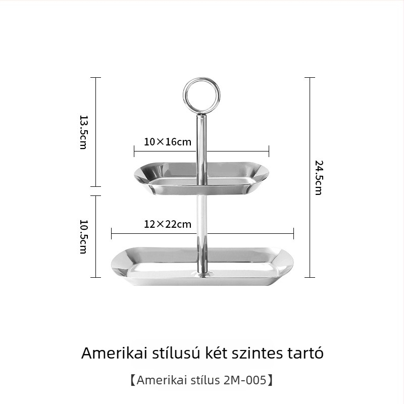 Két- vagy háromszintes rozsdamentes acél desszerttál-állvány, Yuexiang YXCP02, Light Luxury Retro stílus