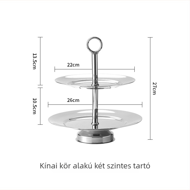 Két- vagy háromszintes rozsdamentes acél desszerttál-állvány, Yuexiang YXCP02, Light Luxury Retro stílus
