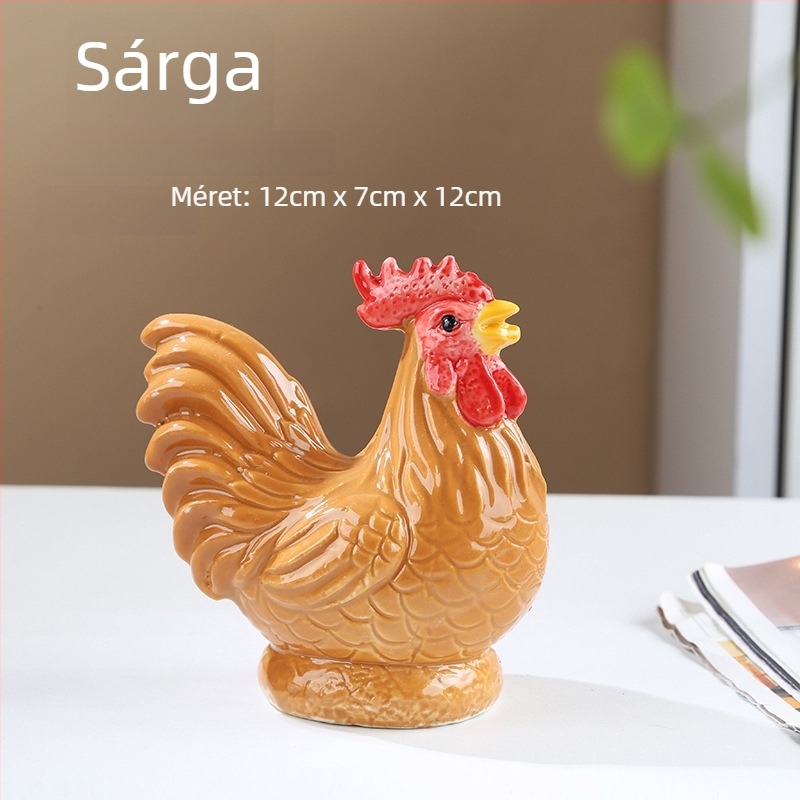 Kerámiából készült kakasfigura Feng Shui-hoz – 12 állatövi jegy, porcelán állatdísz, pastoral stílusban, nappaliba vagy előszobába