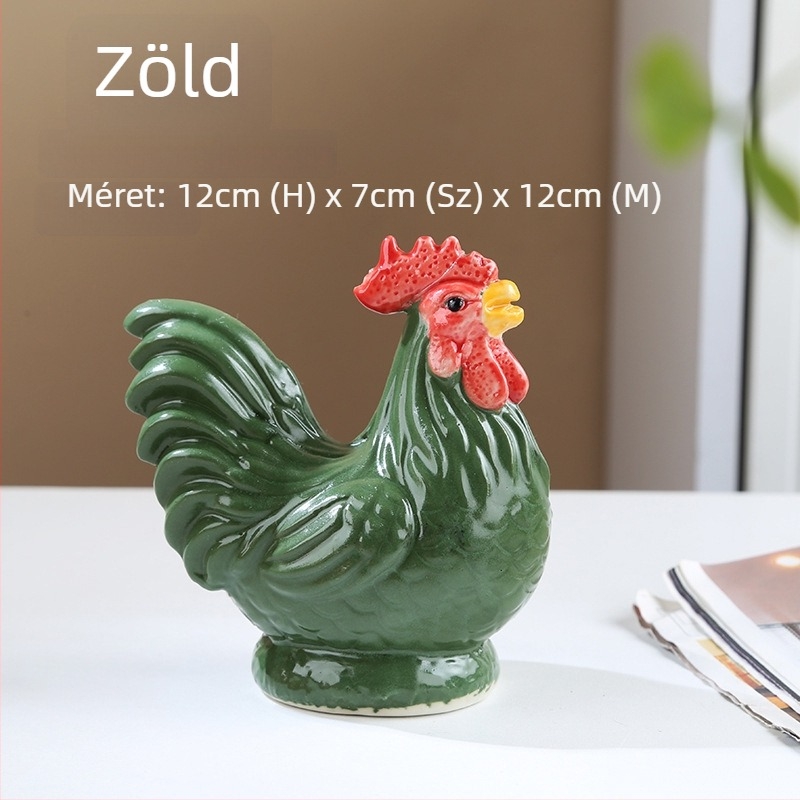 Kerámiából készült kakasfigura Feng Shui-hoz – 12 állatövi jegy, porcelán állatdísz, pastoral stílusban, nappaliba vagy előszobába