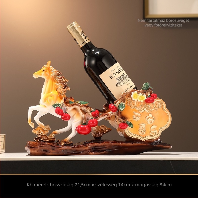 Horse to Success boroszín díszfigura, gyantából készült szobor, Új kínai stílus a boros szekrényhez és a nappaliba