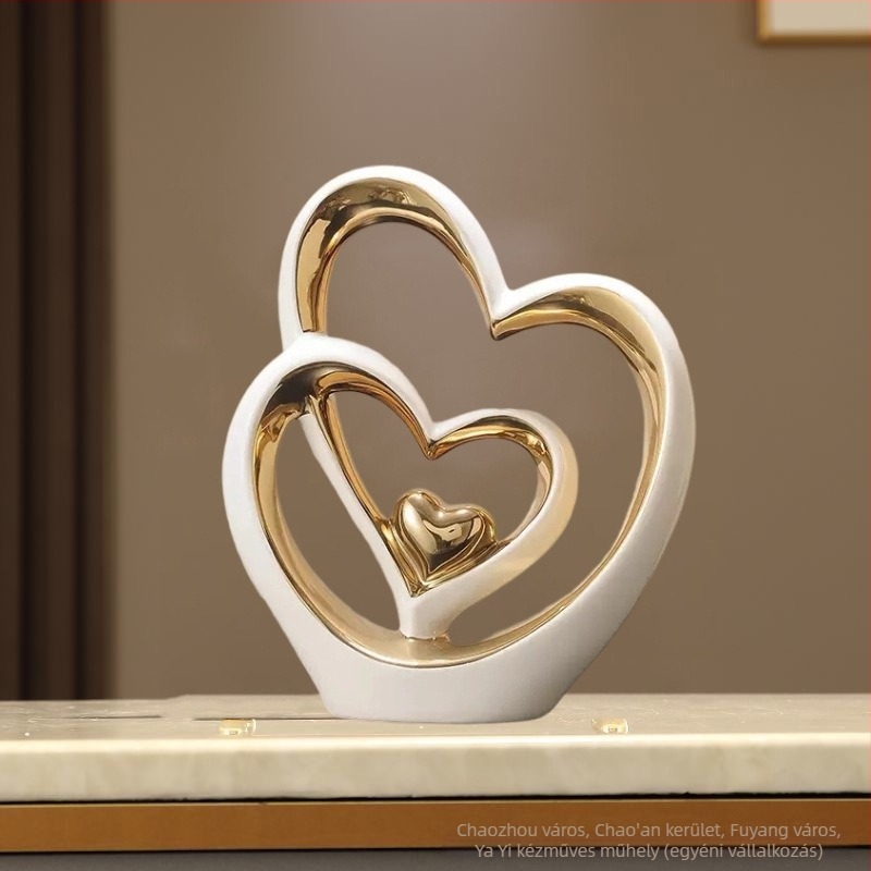 Nappali dekoratív figurák készlet, fehér porcelán, geometriai formák, modern minimalista stílus – ajándék új otthonba