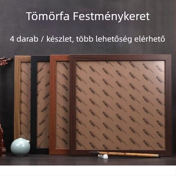 4 darabos képkeret készlet, négyszög alakú, tömörfa és kompozitfa, kínai festményekhez és kalligráfiához