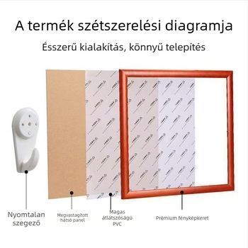 4 darabos képkeret készlet, négyszög alakú, tömörfa és kompozitfa, kínai festményekhez és kalligráfiához