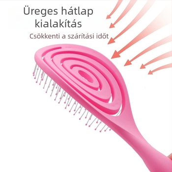Nagy ívelt hajkefe – ABS anyag, masszírozó és tisztító funkciók, üreges ívelt dizájn