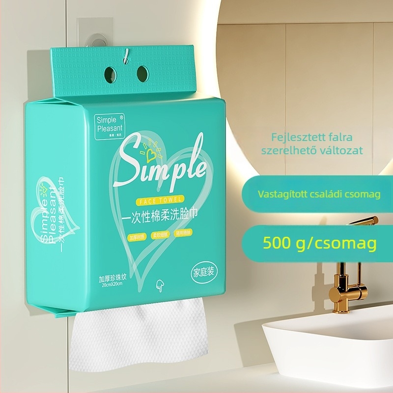 Egyszer használatos arc törlőkendő akasztós dizájnnal | Minimalist | fa rostból | gyártás testreszabása elérhető | más gyártási folyamat