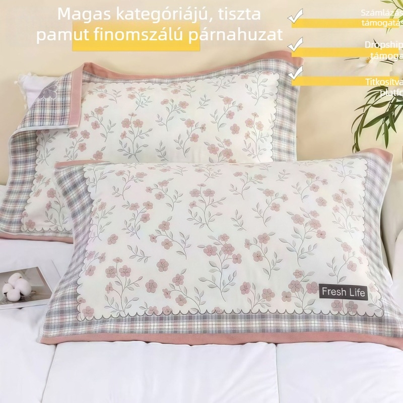 Párnahuzat géz pamutból – két darab, felnőtteknek, nagy méret, négy évszakos használatra