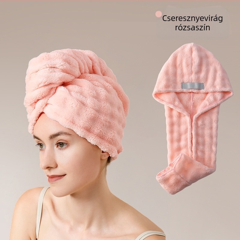 Korall fleece-ből készült hajszárító sapka, 150d szál, 80–99 g tömeg, varrás, rendkívül nedvszívó és gyorsan száradó