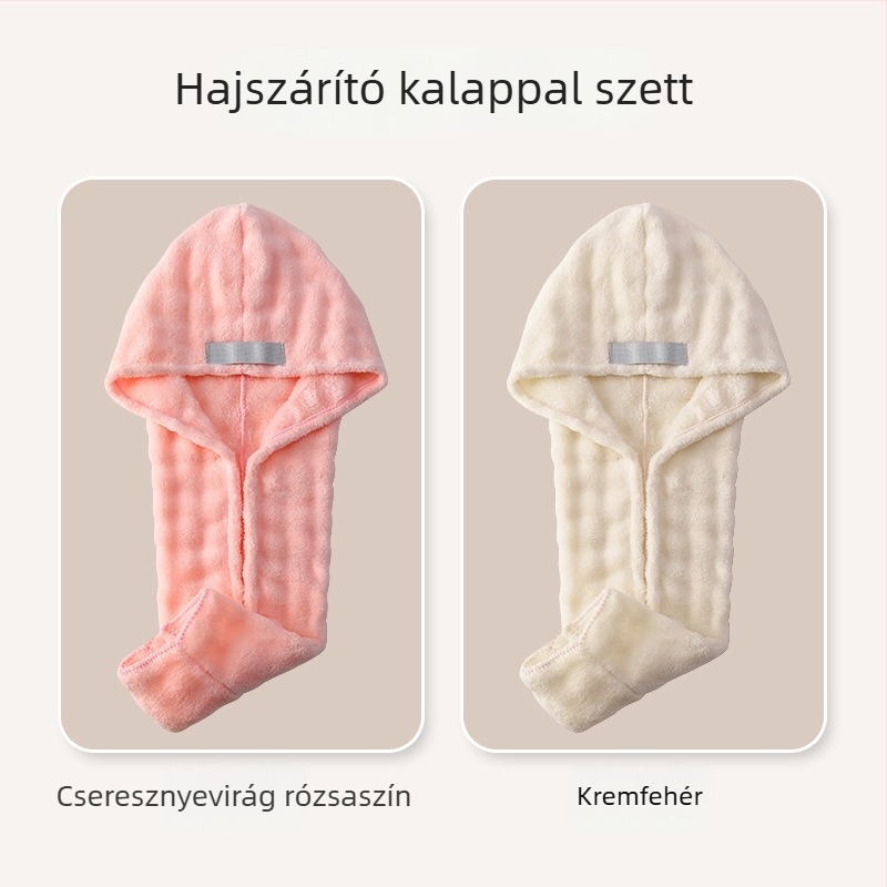 Korall fleece-ből készült hajszárító sapka, 150d szál, 80–99 g tömeg, varrás, rendkívül nedvszívó és gyorsan száradó