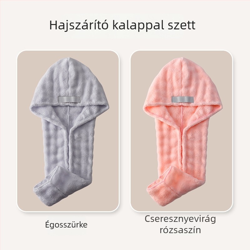 Korall fleece-ből készült hajszárító sapka, 150d szál, 80–99 g tömeg, varrás, rendkívül nedvszívó és gyorsan száradó