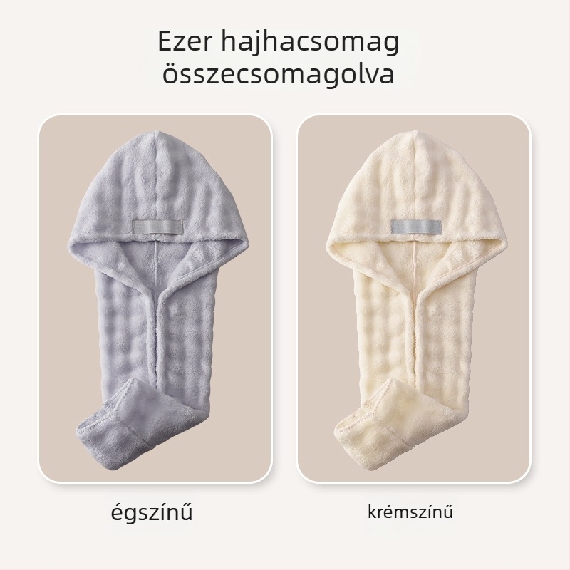 Korall fleece-ből készült hajszárító sapka, 150d szál, 80–99 g tömeg, varrás, rendkívül nedvszívó és gyorsan száradó