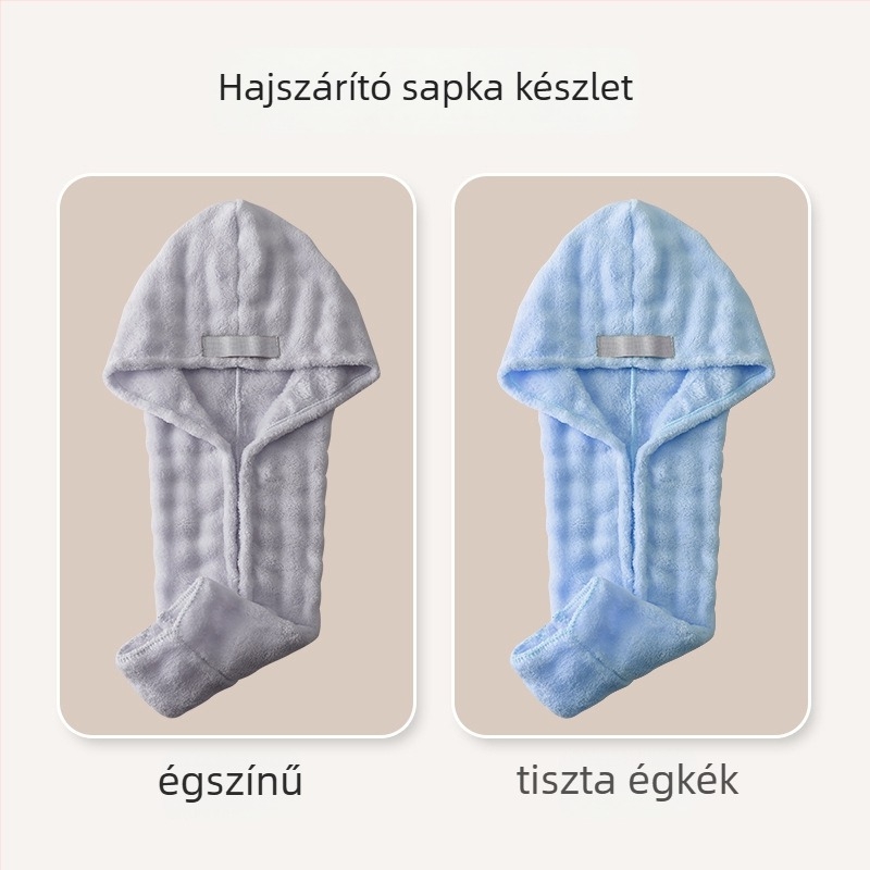Korall fleece-ből készült hajszárító sapka, 150d szál, 80–99 g tömeg, varrás, rendkívül nedvszívó és gyorsan száradó