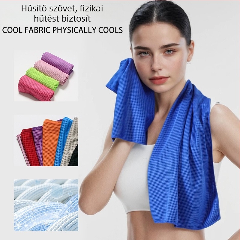 Poliészter sport törölköző hűtő hatással kültéri edzésekhez, gyors izzadságfelszívódás, gyors száradás, 40 g, logó testreszabás