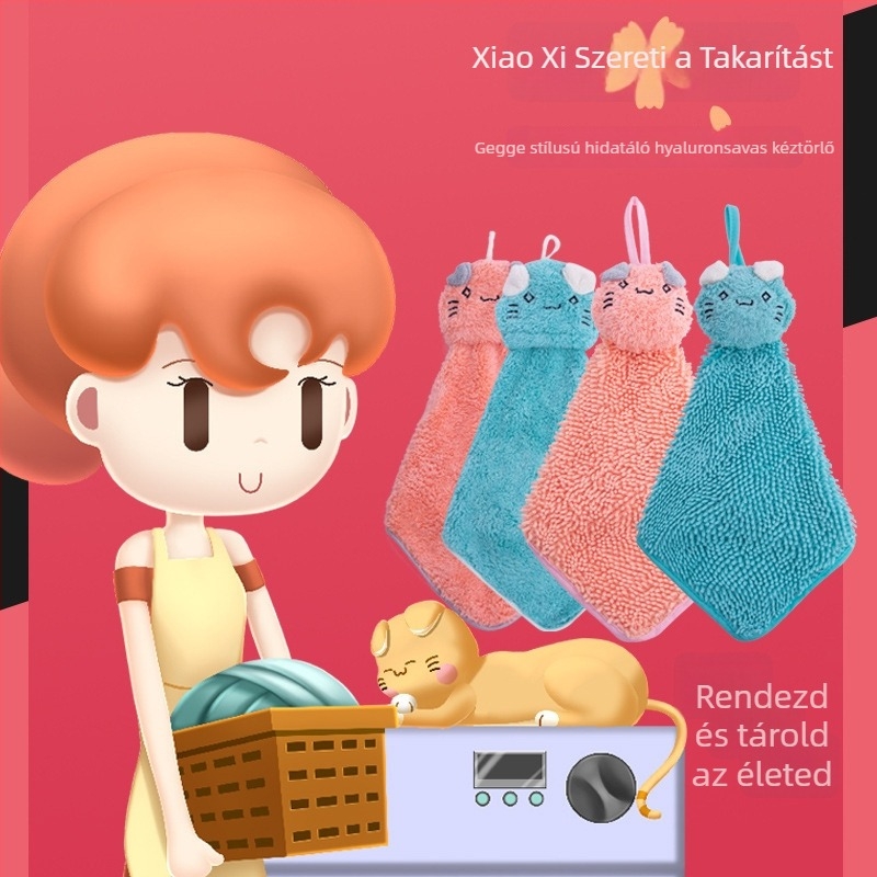 Függő kéztörlő coral fleece-ből, 16 szál, 80–100 g, varrásos kivitel