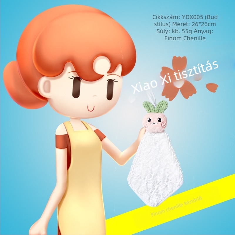 Függő kéztörlő coral fleece-ből, 16 szál, 80–100 g, varrásos kivitel