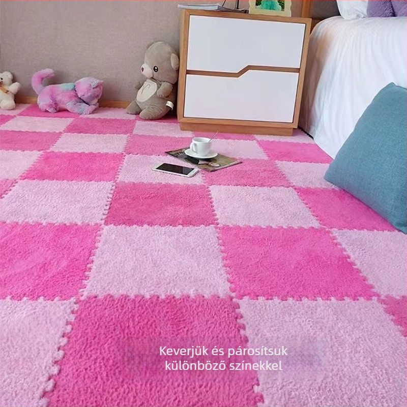 Patchwork plüss EVA habból készült padlómatrac – csúszásmentes, vastag négyszögű puzzle típusú szőnyeg hálószoba, nappali és balkon számára