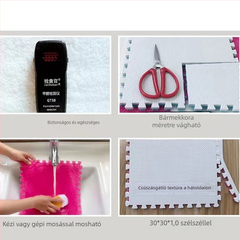 Patchwork plüss EVA habból készült padlómatrac – csúszásmentes, vastag négyszögű puzzle típusú szőnyeg hálószoba, nappali és balkon számára