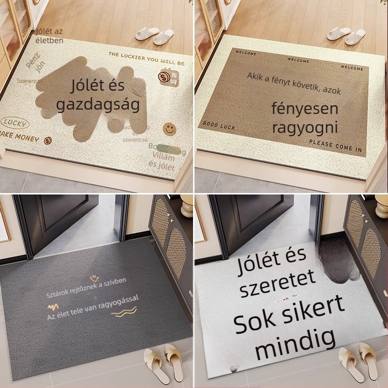 Személyre szabható bejárati ajtó szőnyeg szöveggel — sár és kosz letisztítása, mosható, négyzet alakú
