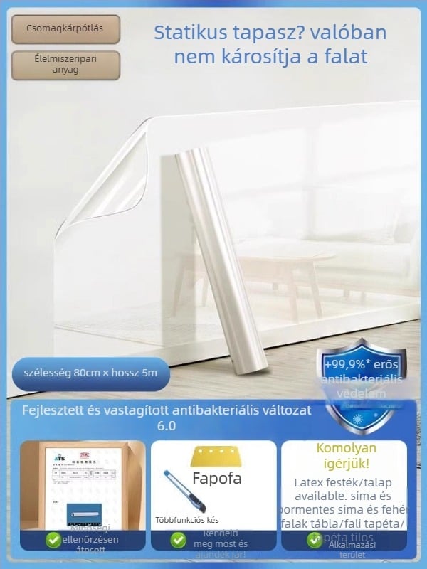 Látható PVC falvédő fólia latex falakhoz, antistatikus, vízálló, antibakteriális, nedvességálló