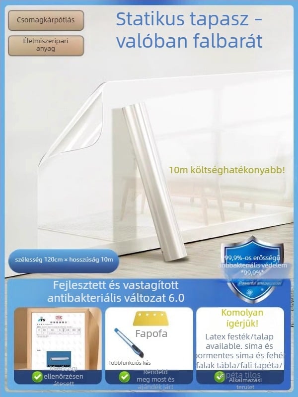 Látható PVC falvédő fólia latex falakhoz, antistatikus, vízálló, antibakteriális, nedvességálló