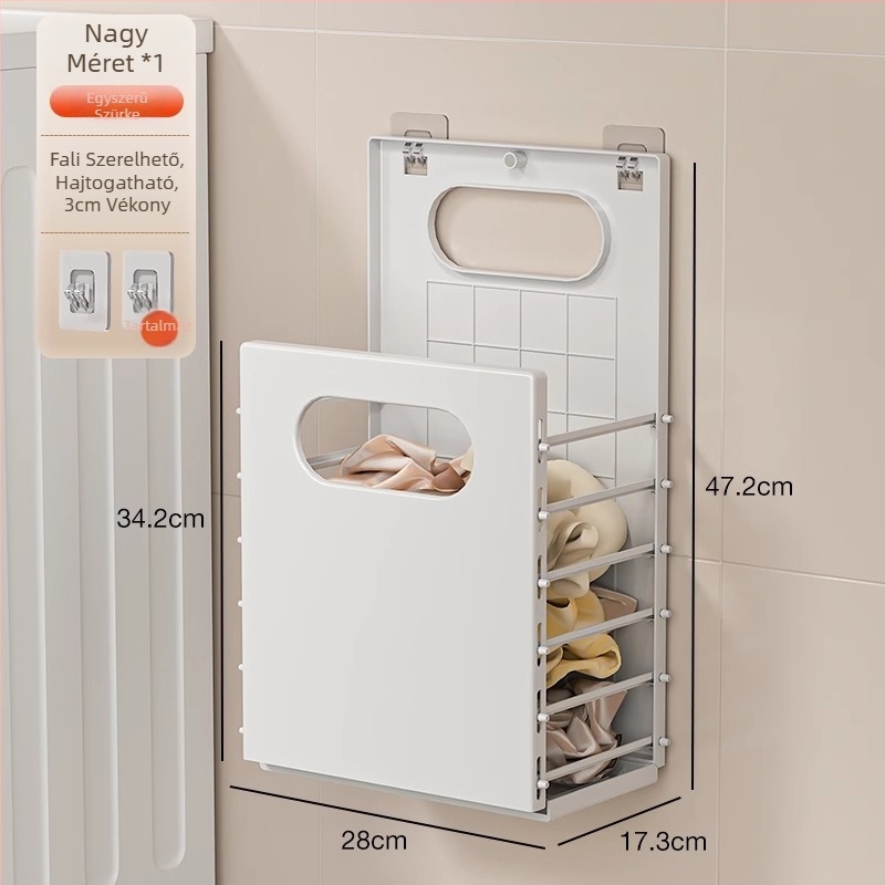 Szennyeskosár — modern minimalista stílus, alkalmas hálószobára és fürdőszobára (Anyag: PP; Márka: Resistant; Csomagolás: 1 darab; Használati terület: hálószoba, fürdőszoba)