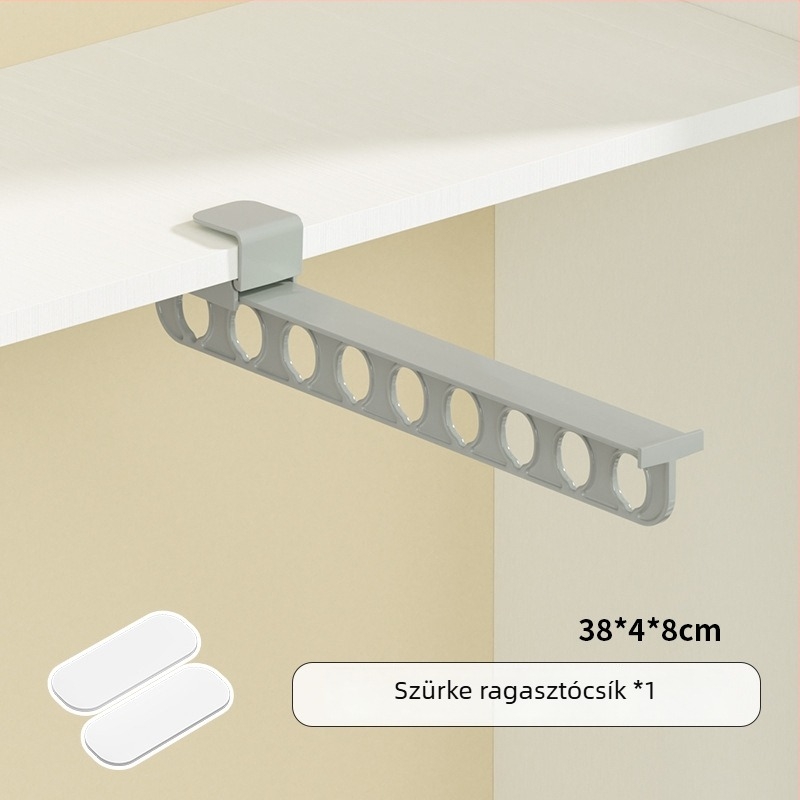 Nadrágtartó állvány gardróbhoz húzható mechanizmussal, PP anyag, 50 darabos csomag, független gyártó, nyomtatott logó
