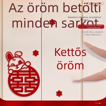 Esküvői dekorációs matricák készlete ruhásszekrényhez, ablakokhoz és hálószoba ajtóihoz – ablak kivágás a Boldogság szóval