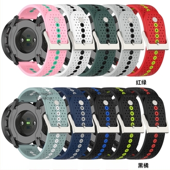 Két színű szilikon szíj a Suunto 9 Peakhez és a Garmin Venu 2-höz, lélegző sport szíj, 20/22 mm