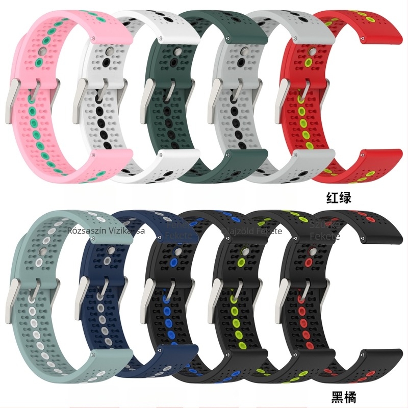 Két színű szilikon szíj a Suunto 9 Peakhez és a Garmin Venu 2-höz, lélegző sport szíj, 20/22 mm