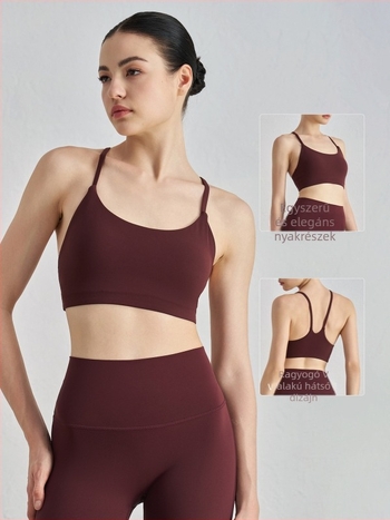 Női sportmelltartó vékony pántokkal, ütésálló és anti-prolaps, hátsó dizájn jóga stílusban, magas intenzitású edzésekhez | Anyag: Nylon; Fő anyag: Nylon; Kosárméret: 3/4; Pánt típus: fix kettős