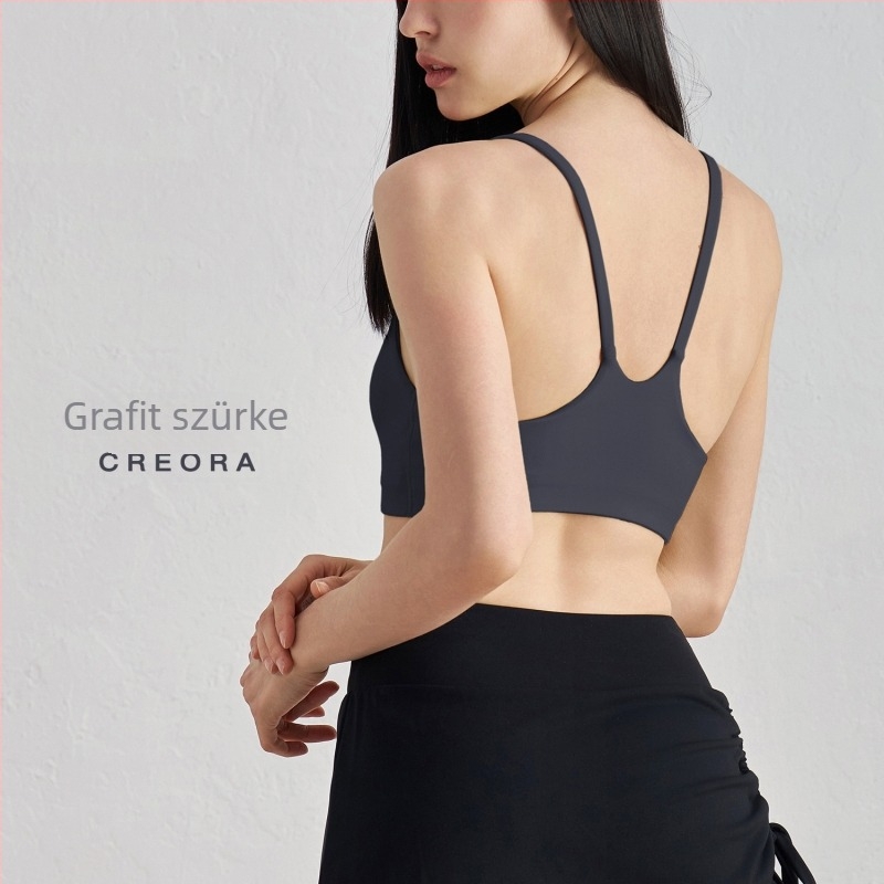 Női sportmelltartó vékony pántokkal, ütésálló és anti-prolaps, hátsó dizájn jóga stílusban, magas intenzitású edzésekhez | Anyag: Nylon; Fő anyag: Nylon; Kosárméret: 3/4; Pánt típus: fix kettős