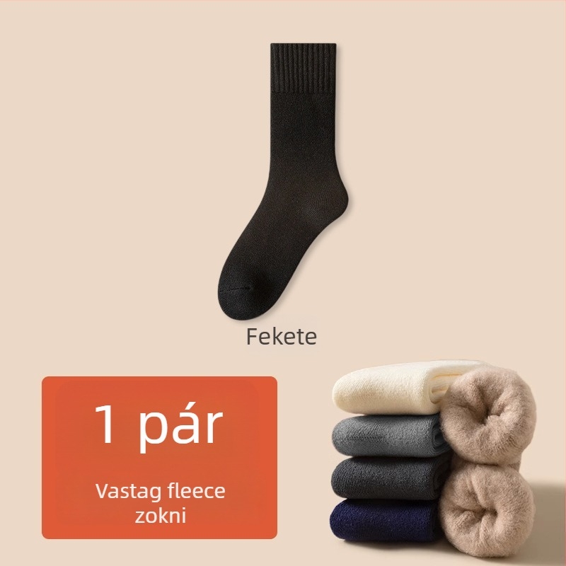 Férfi téli vastag zokni poliészterből, középmagasságú szár, egyszínű, egyszálas kötés, csúszásmentes