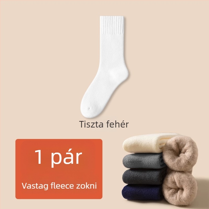 Férfi téli vastag zokni poliészterből, középmagasságú szár, egyszínű, egyszálas kötés, csúszásmentes