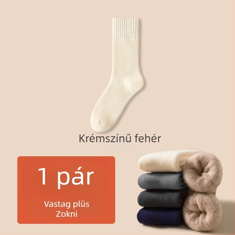 Férfi téli vastag zokni poliészterből, középmagasságú szár, egyszínű, egyszálas kötés, csúszásmentes