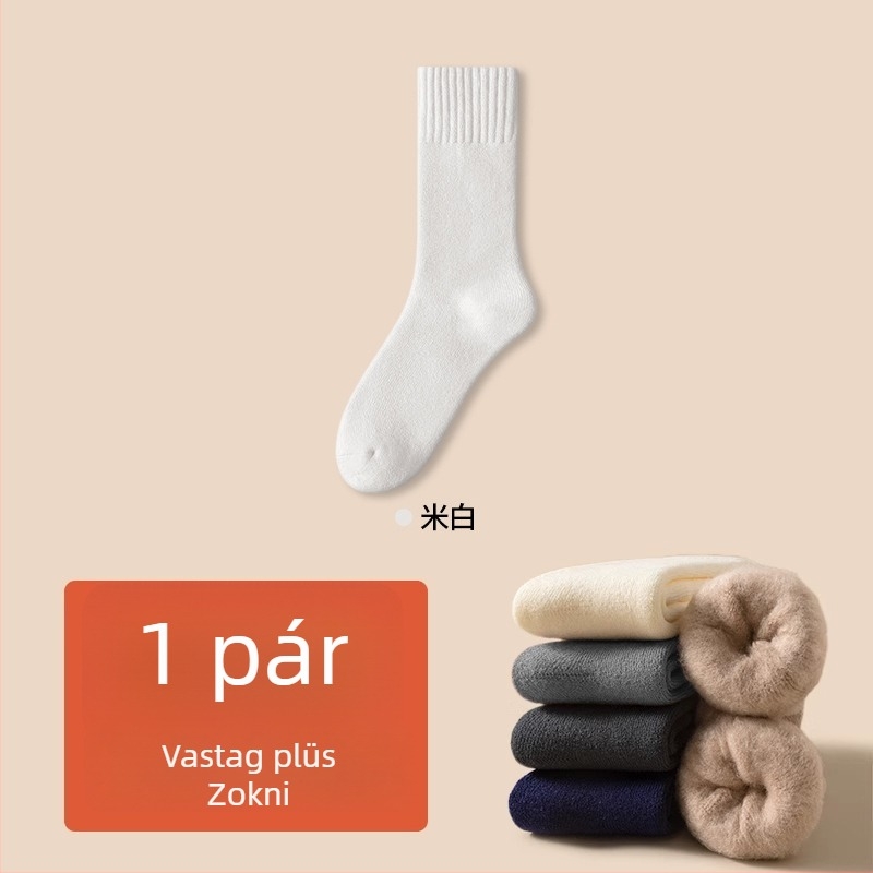 Férfi téli vastag zokni poliészterből, középmagasságú szár, egyszínű, egyszálas kötés, csúszásmentes